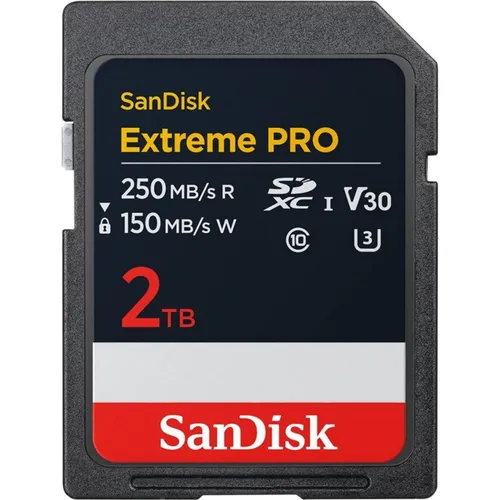 SanDisk Extreme PRO SDXC UHS-I Speicherkarte 2TB - Ultra schnelle 4K UHD Aufnahme, bis zu 250 MB/s Übertragungsgeschwindigkeit und robustes Design für extreme Bedingungen
