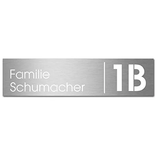 MOCAVI Stick 501 Briefkastenschild mit Hausnummer und Namen Edelstahl V4A graviert, groß, selbstklebend, passend für SafePost Paket-Briefkasten 45M und SBox 301