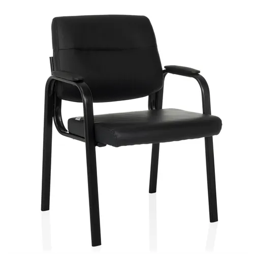 hjh OFFICE Besucherstuhl ADVIE V - Gepolsterter Konferenzstuhl mit Armlehnen - Bürostuhl mit modernem Design, hohem Sitzkomfort und pflegeleichtem Kunstleder. Ideal für Büros und Wartezimmer, bietet Stabilität und schützt Böden mit bodenschonenden Kunststoffgleitern.