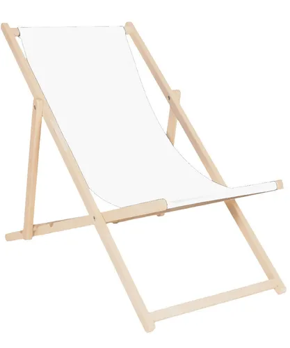 Relaxliege Liegestuhl Weiß - Klappbar und Verstellbar - Stühle für Innen- & Außenbereich, wetterfest und robust, ideal für Terrasse, Garten oder Strand, mit 3-fach verstellbarer Rückenlehne und max. Belastung von 150 kg.