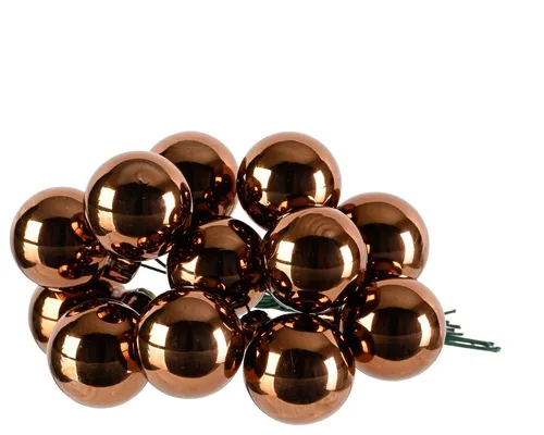 Kaemingk Weihnachtsbaumkugel, Weihnachtskugeln am Draht 2,5cm Glas 12 Stück - Espressobraun glänzend