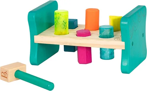 B. TOYS Steckspiel Klopfbank mit Hämmerchen aus Holz Motorikspielzeug Holzspiel.