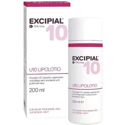 Excipial U10 Lipolotio Lotion 200 ml - Körperlotion für (sehr) trockene Haut mit 10% Urea, ideal bei Neurodermitis und Psoriasis. Intensiv feuchtigkeitsspendend und stark fettend, ohne Farb- und Duftstoffe.