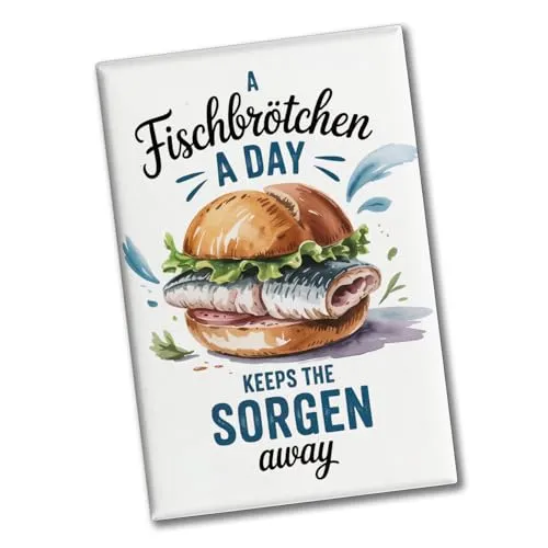Fischbrötchen-Fan Souvenir Souvenir Magnet nordischer Humor Für Kühlschrank oder Büro - lustiger Küstengruß