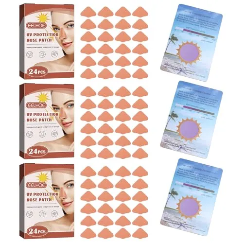 72Pcs Nasenschutz Sonne Nasenschutz Gegen Sonne Sonnenschutz Nase Sonnenpflaster Sonnen Nasenpflaster für Männer Frauen Sport Bräunung Outdoor mit 3 UV-Testkarte