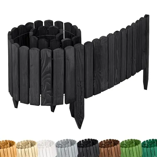Garronda Rasenkante Holz Beeteinfassung 200 cm x 30 cm - Flexibler und langlebiger Holzzaun für Ihren Garten, wetterbeständig und einfach zu installieren. Perfekt zur Abgrenzung von Beeten und Pflanzen.