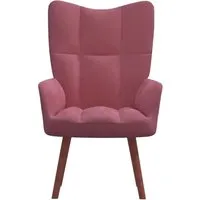 vidaXL Relaxsessel Rosa Samt - Eleganter Sessel in Rosa Samt, bietet optimalen Komfort mit bequemer Schaumstoff-Polsterung und stabiler Bauweise aus Stahl und Holz – perfekt für stilvolle Wohnräume.