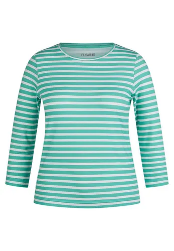 Rabe T-Shirt Gestreift in Grün für Damen - T-Shirts für Damen - Klassisches, tailliertes Shirt aus Baumwolle-Elasthan mit 3/4-Ärmeln, ideal für vielseitige Outfits.