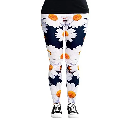 cosey - Bunte Bedruckte Blumen-Leggings (Einheitsgröße) - Design Margerite