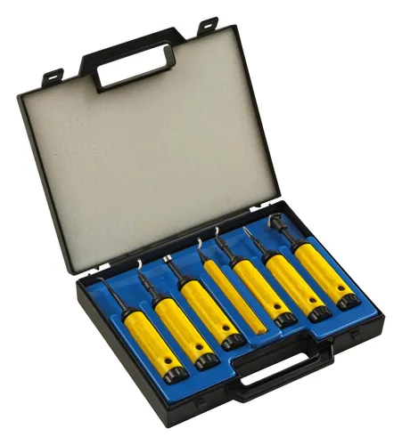 Grattec Entgratwerkzeug-Meistersatz 7tlg. - EL7000GT - Entgratwerkzeuge, vielseitiger 7-teiliges Set für präzises Entgraten und perfekte Kantenbearbeitung in der Metallverarbeitung.