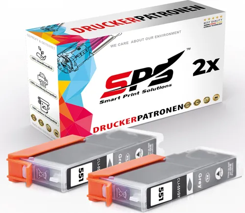 2x Kompatibel Canon 6512B001 CLI551GY Druckerpatronen Grau für Canon Pixma MG7550