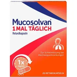 Mucosolvan 1x täglich Retardkapseln, Hustenlöser - Arzneimittel zur schnellen Hustenlinderung bei Bronchitis und Erkältung. Nur einmal täglich einnehmen, langanhaltende Wirkung durch zeitversetzte Freisetzung und geeignet für Menschen mit Unverträglichkeiten.