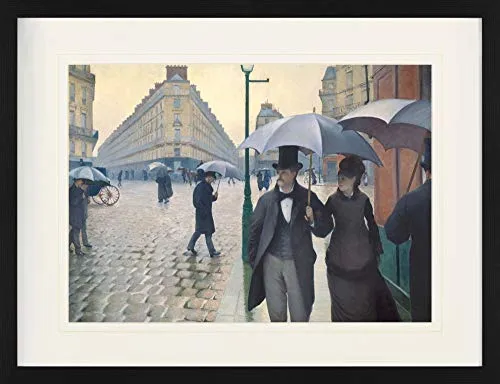 1art1 Gustave Caillebotte Poster Straße In Paris An Einem Regnerischen Tag, 1877 Gerahmtes Bild Mit Edlem Passepartout | Wand-Bilder | Im Bilderrahmen 80x60 cm