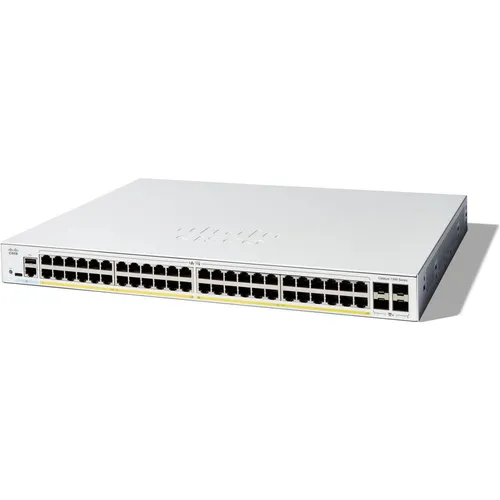 Cisco Catalyst 1300-48FP-4X Managed Switch - 48-Port-GE Switch mit vollem PoE und 4 x 10-GE-SFP+, einfach zu verwalten mit der Cisco Business-App, ideal für kleine Unternehmen und energieeffizient.
