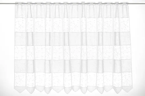 Gardinen Kranzusch Scheibengardine Jacquard verschlungen Linien 90x87,5 cm H/B weiß Bistrogardine Vorhang Küche 1er Pack