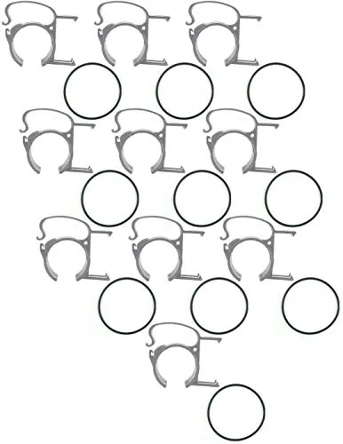 THE SNAP Traversenklammer Grau/Silbergrau mit Steckdosenhalter incl. Gummiring (10x SNAP Grau + 10x O-Ring) 10 x