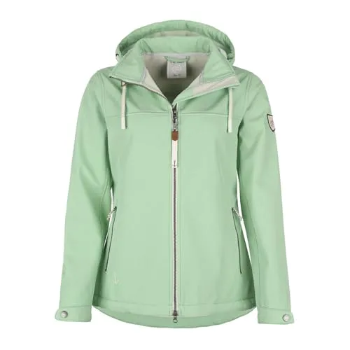 Dry Fashion Damen Softshelljacke Baltrum - Melierte Jacke mit Fleece-Innenfutter in Lindgrün Melange Größe 46