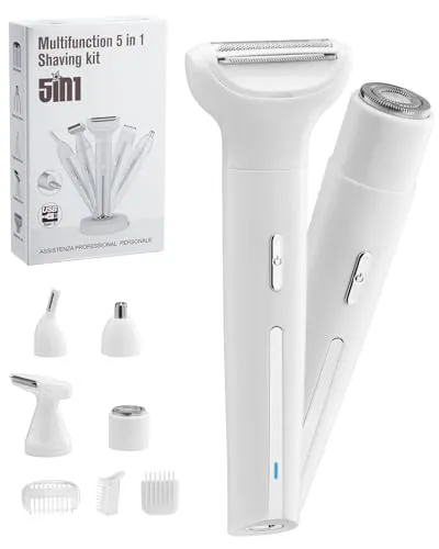 Rasierer für Frauen,5-in-1 Epilierer Damen,Damenrasierer für Gesicht,Körper &Bikinizone,Intimrasierer für Frauen was serdicht,Nass und Trockengebrauch,Wiederaufladbarer Trimmer Damen mit USB-Ladestati