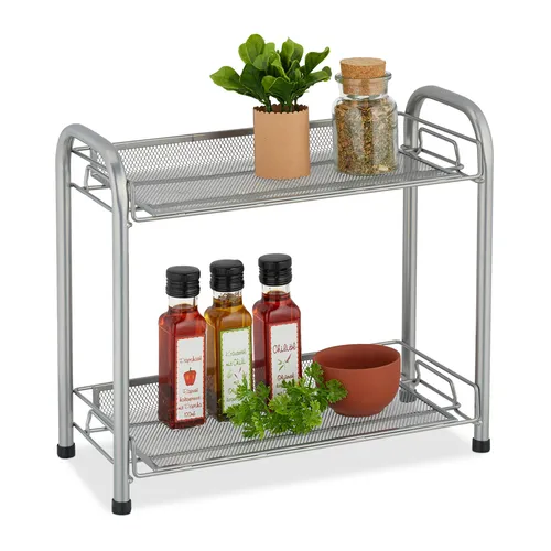Gewürzregal Küchenregal Badezimmerregal Tischregal 2 Etagen Metall freistehend