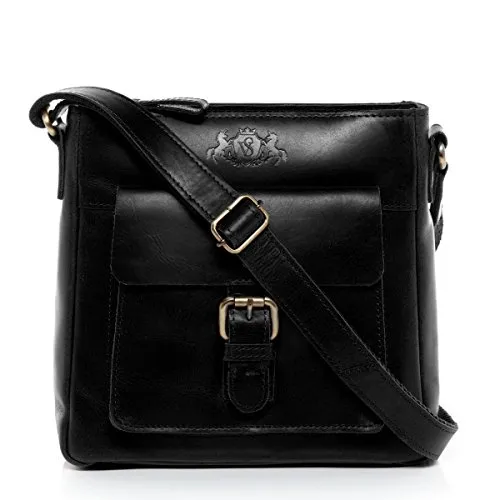 SID & VAIN Umhängetasche YALE - Elegante Cross-Body Bag aus echtem Leder - Umhängetaschen aus hochwertigem Leder, ideal für Herren und Damen. Verstellbarer Schultergurt für optimalen Tragekomfort und handgefertigte Qualität.