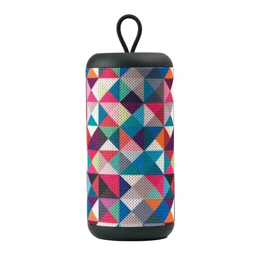 Music Sound - Speaker Vertical - Tragbarer Bluetooth 5.0-Lautsprecher – 5 Watt Leistung – Micro-SD-Steckplatz – Bluetooth-Reichweite 10 Mt. Akkulaufzeit 4h und Ladezeit 1,5h - Fantasie Dreiecke
