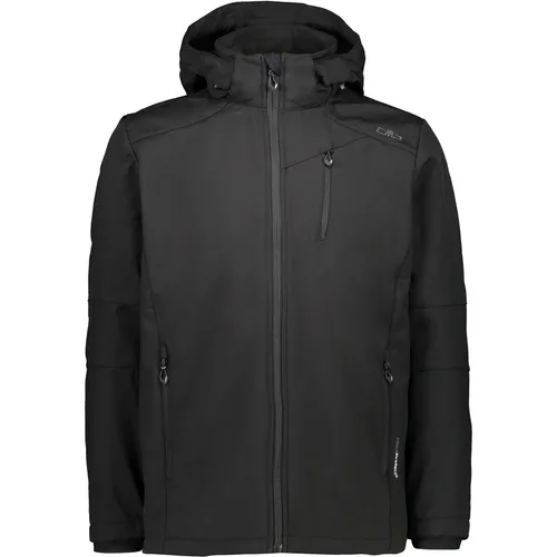 CMP Herren Softshell Comfort Jacke 4XL schwarz - Funktionsjacke, rundum wetterfest mit abnehmbarer Kapuze – ideal für Outdoor-Aktivitäten und wechselhaftes Wetter.