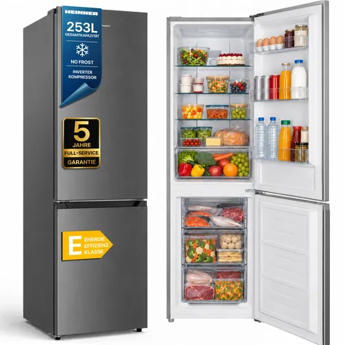 Heinner HCNF-HM253INVXE++ Kühl-Gefrierkombination 253 L, No-Frost, Inverter, Edelstahl