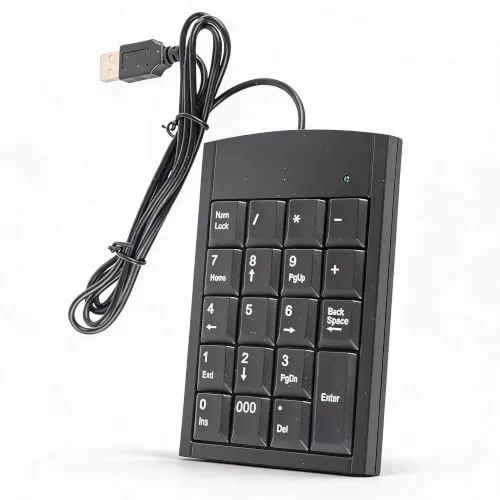 Dpofirs Kabeebundene Zahlentastatur, ultradünne 19 Tasten Laptoptastatur für PCs und Laptops, hochwertige kleine Tastatur, schwarz, kompatibel mit Androide usw.
