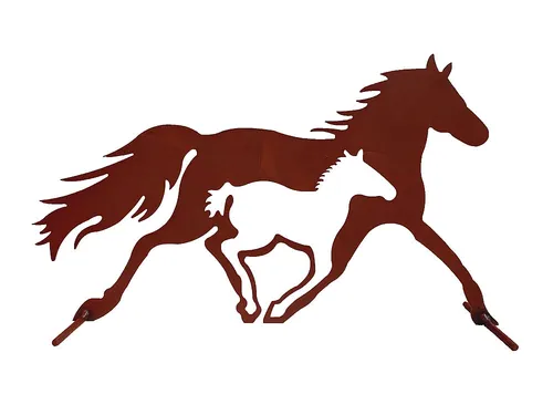 Dekofigur im Rost Design Pferd, Stute - Rostfigur für Garten, Geschenk Reiter