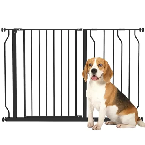 Hunde Türschutzgitter Treppenschutzgitter 75-115 cm - Robustes Türschutzgitter aus Stahl für maximale Sicherheit Ihres Haustiers. Verstellbar von 75 cm bis 115 cm, einfach zu montieren und mit sicherem doppeltem Verriegelungsmechanismus.