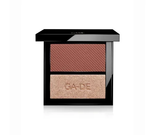 GA-DE Velveteen Blush & Shimmer Duet - Kompaktes Rouge- & Highlighter-Duo für einen strahlenden Teint. Ideal für unterwegs, vereint es zart schimmernde Farben für ein warmes Finish und müheloses Verblenden – perfekt für schnelle Touch-ups!
