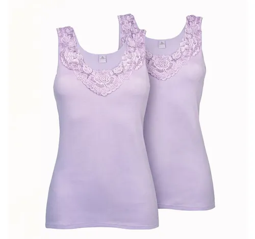 Toker Collection® Unterhemd Damen Unterhemd mit extra breiter Spitze 2 Stück (Packung, 2er Pack) exklusive Spitzen