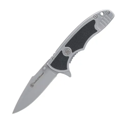 Smith&Wesson - Drop Point Silber/Schwarzer Griff Klappmesser - 1084306