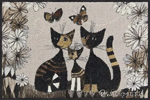 Rosina Wachtmeister Fußmatte Gatti con Fiori 50x75 cm - Tür- & Bodenmatten, waschbar und ideal für drinnen und draußen, bringt Farbe und Stil in Ihren Eingangsbereich.