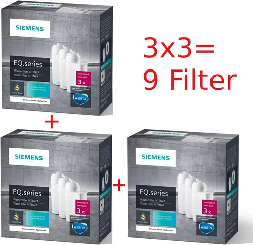 Siemens TZ70003 Brita Intenza Wasserfilter 9er-Set - Kaffeeautomaten-Wasserfilter, sorgt für perfekten Kaffeegenuss und verlängert die Lebensdauer Ihrer Maschine durch effektive Entkalkung.