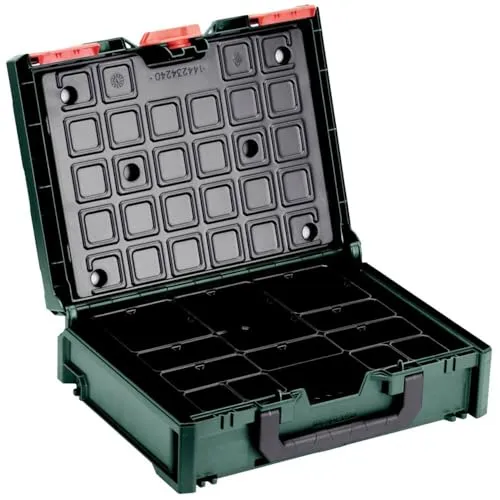 Metabo metaBOX 118 Organizer 626897000 - Werkzeugkoffer mit 12 individuell positionierbaren Einsatzboxen für maximale Übersicht und sicheren Transport von Kleinteilen, bruchsicher und schützt vor Schmutz und Feuchtigkeit (IP43).