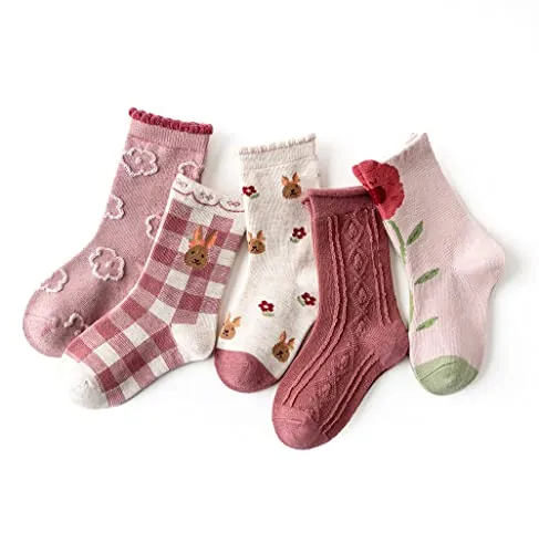 axy Mädchen Kinder Bunte Strümpfe Socken-5er (5er Pack) (DE/NL/SE/PL, Numerisch, 27, 30, Sortiert 2)
