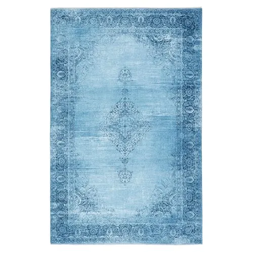 Kelim Vintage Teppich Laufer Jeans Blau 80 X 145 cm in blau von TESSO LIVING