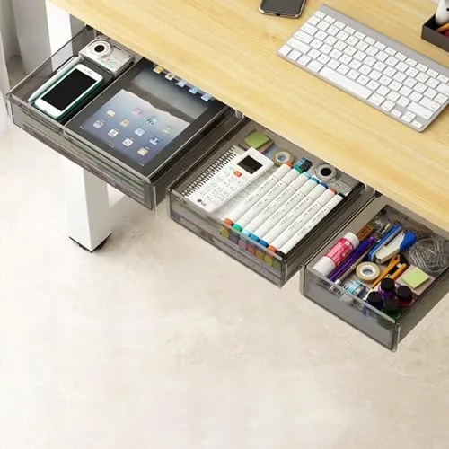 3er-Pack Schubladen unter dem Schreibtisch, herausziehbarer Schrank Organizer – mit Kleber – schaffen Sie zusätzlichen Stauraum für Ihr Zuhause/Büro/Küche/Schulbedarf