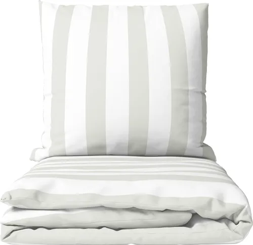 Bettwäsche 155x220 cm Baumwolle Weiß Grau Streifen modern mit Reißverschluss