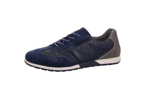 Bugatti Sneaker STOWE Blau Leder - Hochwertige Bugatti Herren Sneaker aus Leder mit elastischen Schnürsenkeln für einfaches An- und Ausziehen. Komfortable herausnehmbare Innensohle und rutschhemmende Laufsohle für sicheren Halt.