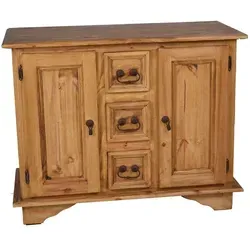 MiaMöbel Sideboard Mexico - Massivholz Pinie im Landhausstil - Kommode aus massivem Pinienholz im mexikanischen Landhausstil, bereits vollmontiert und mit antikem Wachs behandelt für optimalen Schutz und rustikalen Charme.