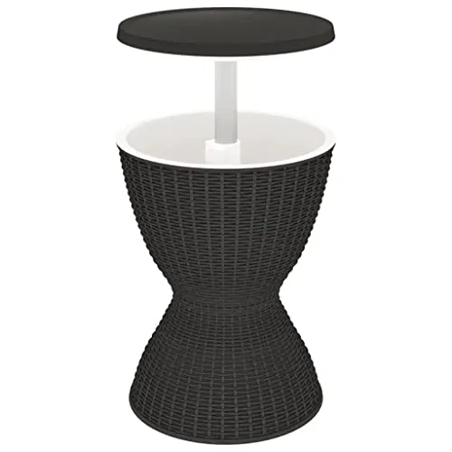 vidaXL 3 in 1 Tisch mit Eiskühler - Kaffeetisch in Rattan-Optik mit Kühlbox, ideal für Gartenpartys und vielseitig als Cocktail- oder Couchtisch nutzbar. Langlebiges Polypropylen sorgt für einfache Pflege und Witterungsbeständigkeit.