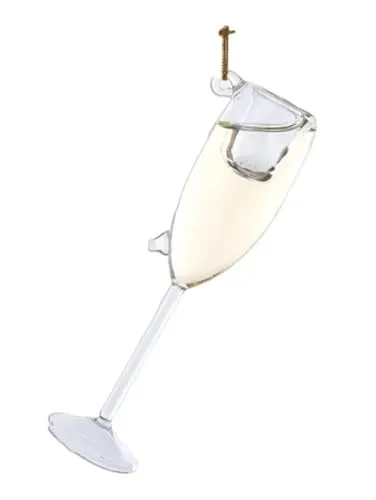 itsisa Baumschmuck Champagner Glas Weiss (mit Flüssigkeit gefüllt) - Baumkugel Sekt Champagne, Weihnachtsdeko, Christbaumkugel