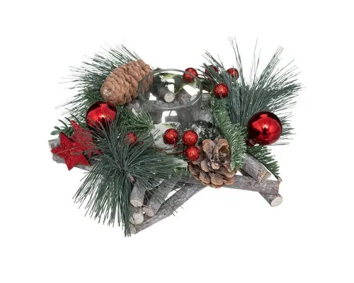 Atmosphera Adventskranz mit Platz für Kerze - Stilvoller Adventskranz aus Holz, perfekt für Innen- und Außenbereiche. Mit seinem eleganten Design setzt er festliche Akzente und schafft eine gemütliche Atmosphäre.