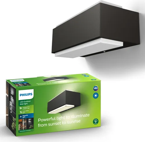 Philips myGarden LED Wandaussenleuchte Stratosphere - Elegante Gartenleuchte mit neutralweißem Licht (4000K) und 1000lm, IP44 wetterfest, ideal für feuchte Umgebungen, energiesparend mit bis zu 25 Jahren Lebensdauer.