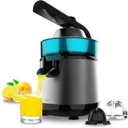 Cecotec Elektrische Hebel-Zitruspresse EssentialVita Hyden 120 - Elektrische Zitruspresse mit 120W, zwei abnehmbaren Kegeln für verschiedene Zitrusfrüchte und Tropf-Stopp-System für sauberes Ausgießen. Ideal für frischen Saft zu Hause.