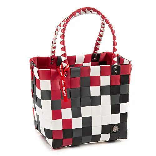 Witzgall Shopper Vintage Style 5009 59 NORA schwarz rot, 35cm x 18cm x 32cm, Einkaufstasche, Einkaufsshopper