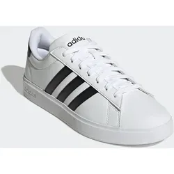 Adidas Grand Court 2.0 - Weiss, Bequeme Sneaker mit Recycling-Anteil - Sneaker mit klassischem Design und Cloudfoam Comfort Dämpfung für optimalen Tragekomfort. Obermaterial aus mindestens 50 % Recyclingmaterial, ideal für stilbewusste Umweltschützer.