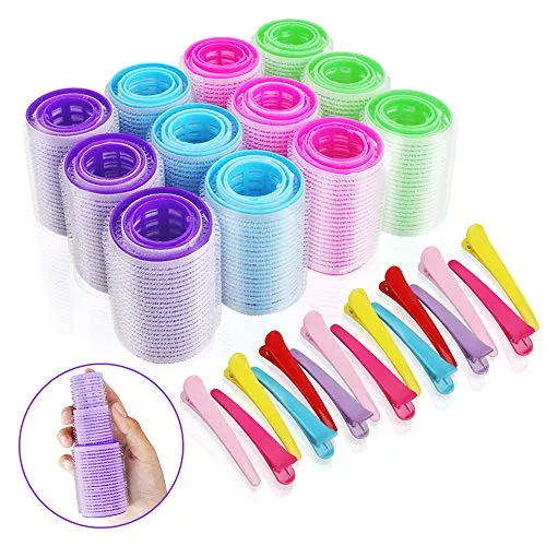 Pcs Lockenwickler Selbsthaftend in 3 Größen Haftwickler und Multicolor Haarspange 15pcs Haar Klammer Haftwickler Selbsthaftend Lockenwickler für Haarstyling(25 mm 36 mm 44 mm) 51